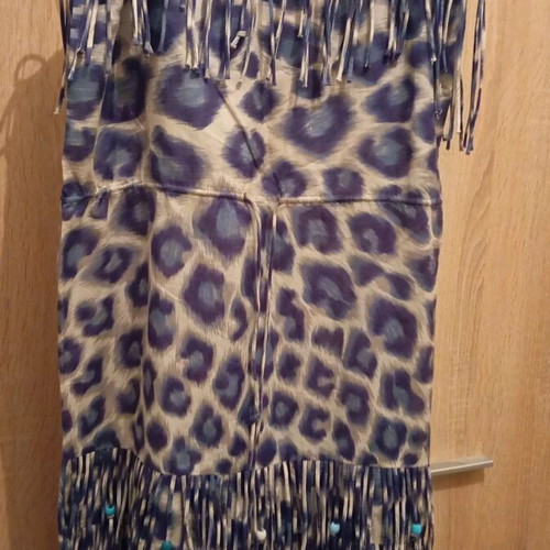 Cavalli silk mini dress like new, beige and blue