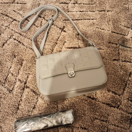 Shoulder bag gray new with zipper pocket