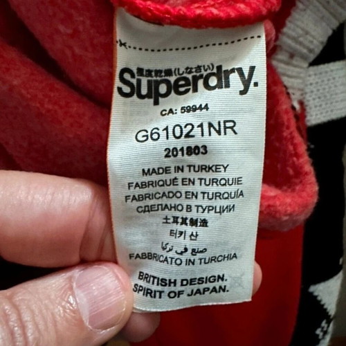 Superdry crop hoodie size S like new, red-black