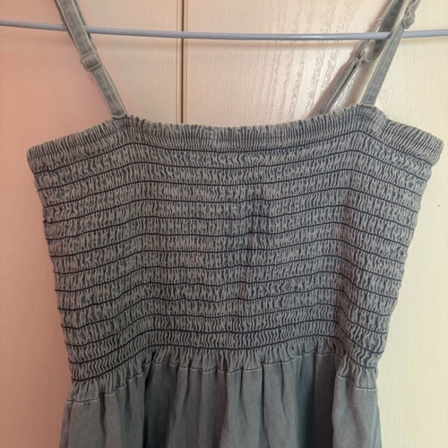 Denim dress like new with smocking, size S/M, blue