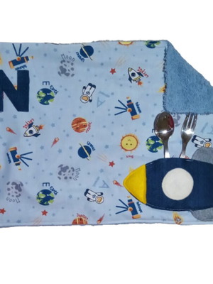 Children's placemat handmade made to order with space theme 40x30 cm