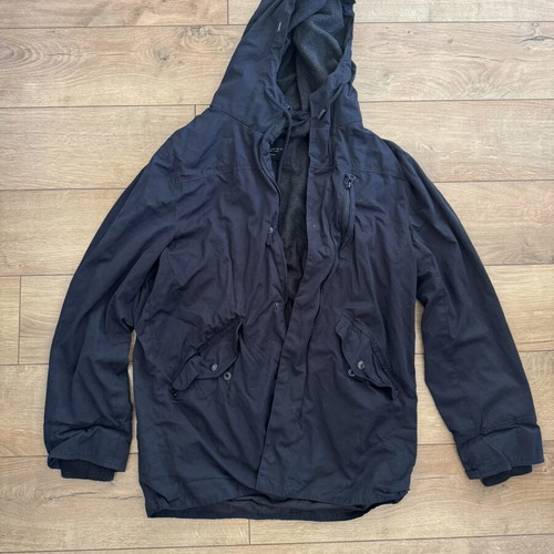 Downpour jacket with hoodie used, inner wool collar, blue, size M