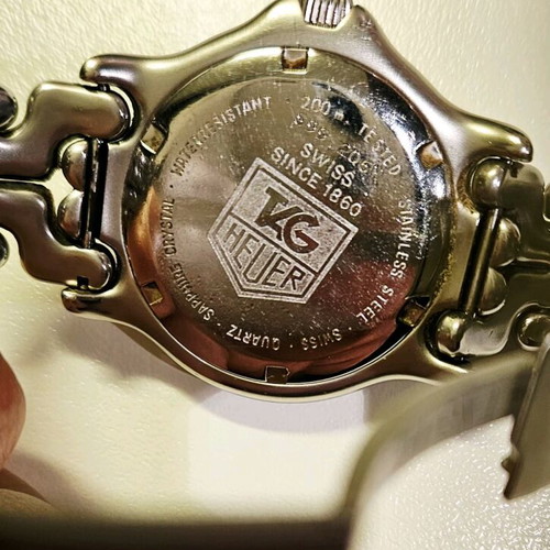 Tag Heuer men's wristwatch 1990 used, silver, non-working