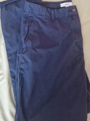 M&S Navy Chino Trousers UK14 Stretch Cotton like new