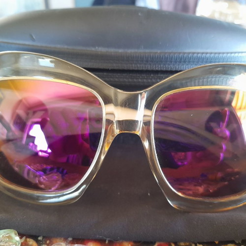 Emporio Armani mirror sunglasses used with iridescent color and white frame