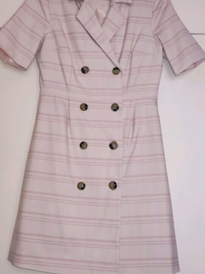 Women's dress-jacket like new, beige with pink stripes, short sleeve