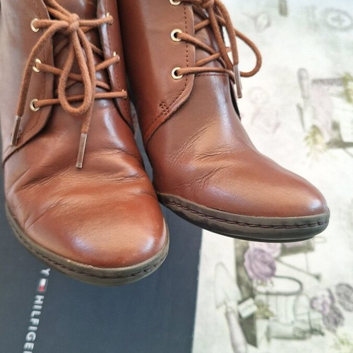 Tommy Hilfiger Women's Leather Ankle Boots used, brown, size 40