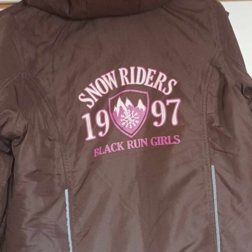 Crivit Sports brown jacket like new with pink details and fur hood