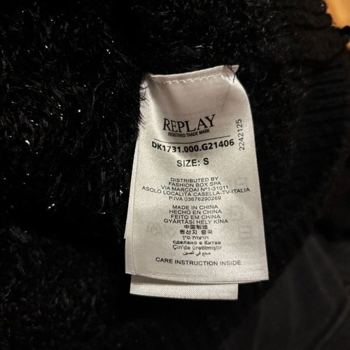 Replay knitted sweater black size S like new with metallic detail