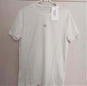 Calvin Klein Ανδρικό T-shirt Κοντομάνικο Μπεζ LARGE