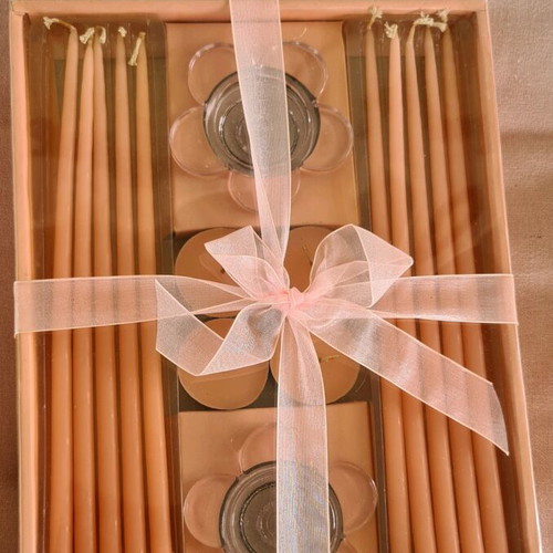 Candle sets new, 2 sets with holders, 4 tealights, 10 pink candles