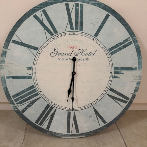 Large analog wall clock new, antique turquoise color