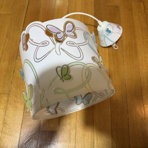 Children's plastic ceiling light with colorful butterflies for E27 bulb used