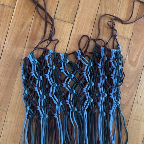Zara fringed top, multicolored, XS