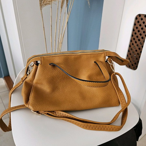 Evangelia Drosi crossbody bag tan like new synthetic leather