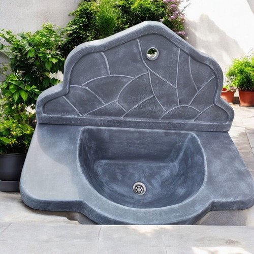 Debora Concrete Garden Fountain in Gray and White, New