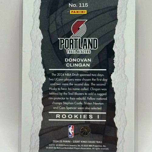 Panini Court Kings Donovan Clingan Rookies Level 1 Blazers 2024-25 card new