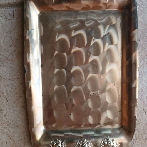 Silver-plated old tray and two used compotes