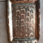Silver-plated old tray and two used compotes