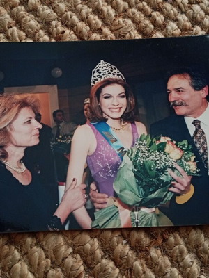 Miss Hellas 1997 Evgenia Limantzakis Authentic Photo like new 13.5x20.2 cm