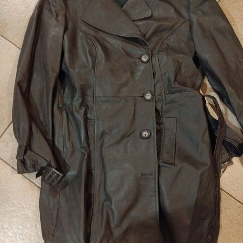 Leather women's long coat refurbished