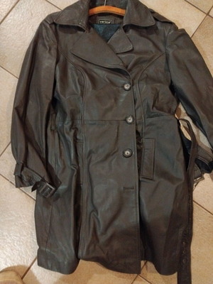 Leather women's long coat refurbished