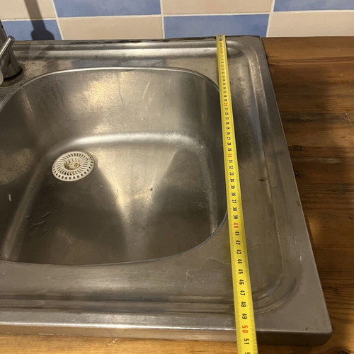Stainless steel double kitchen sink 1.20x0.50 with faucet and drainage parts