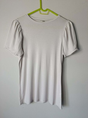 River Island λευκή γκρι μπλούζα με φουσκωτά μανίκια σαν καινούργια, μέγεθος 32