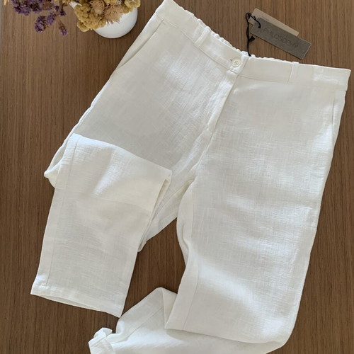Philosophy linen-style straight pants, ecru, size L