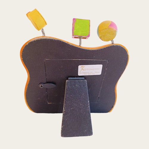 Children's orange photo frame used, size 6x6cm