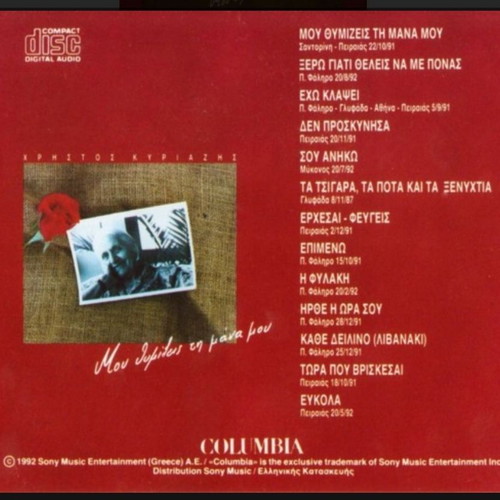 Christos Kyriazis Mou Thymizeis Ti Mana Mou CD like new, laiko