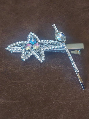 Silver hair clips with strass new, set of 2 pieces