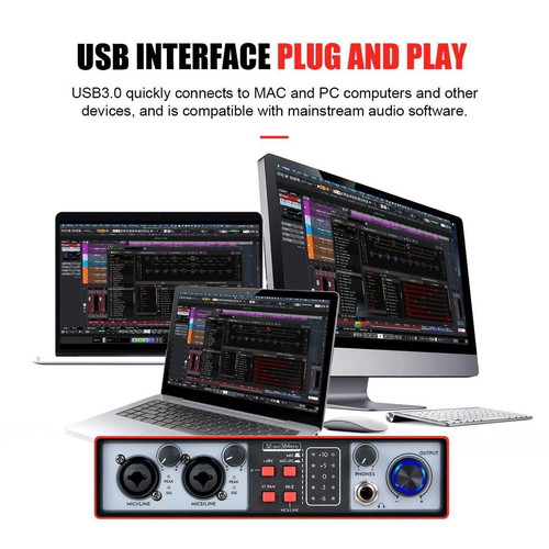 USB audio interface 2-in-2-out 32-bit/384kHz DSP 48V new, home studio