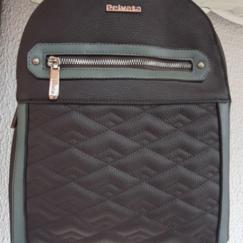 Privata backpack bag used, brown with green