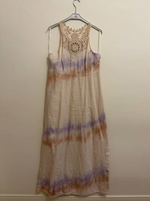 Raxevsky long linen dress medium like new, beige and purple