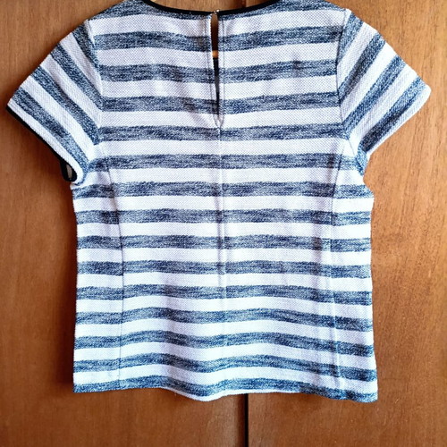 Striped blouse with shimmer, size S, white and navy