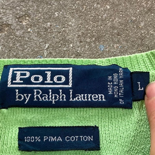 Ralph Lauren V-neck sweater L light green purple pony