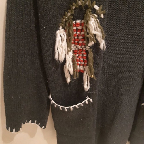 Long cardigan with designs like new, gray