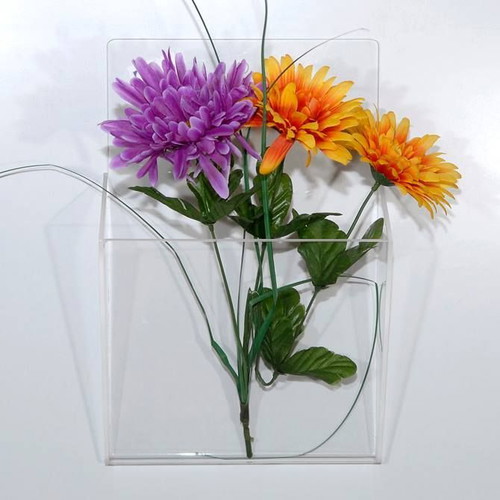 Wall vase for flowers made of plexiglas in various colors
