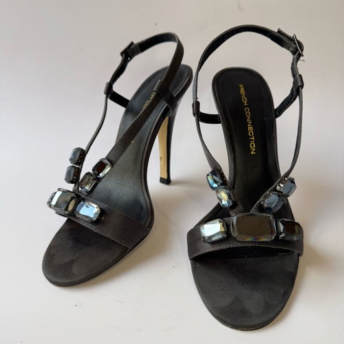 French Connection high sandals like new, grey with crystals