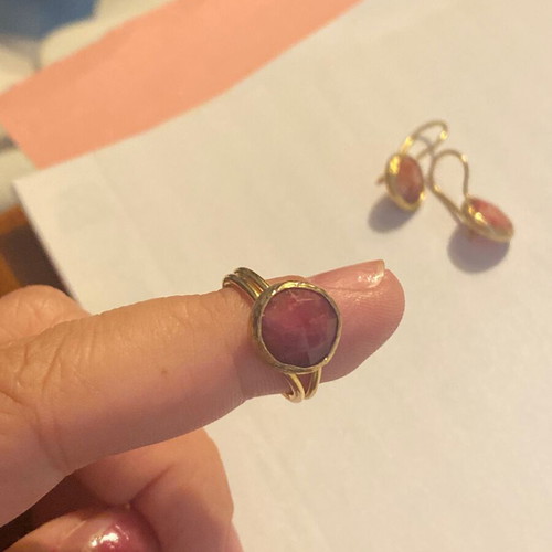 Handmade stainless steel jewelry set in pink and gold colors, new