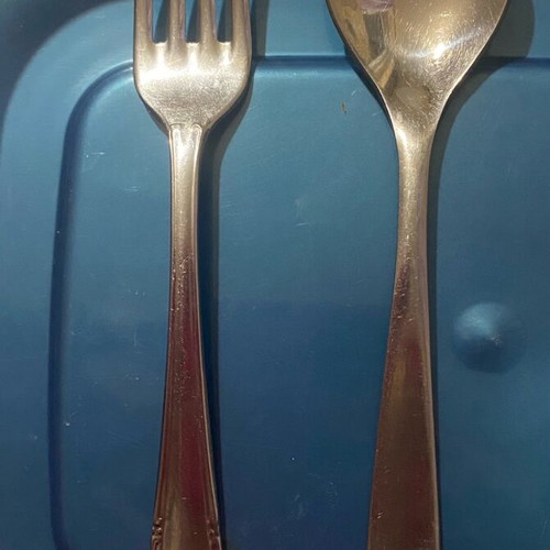 Vintage set of 8 Chromiert dessert forks with rose design like new