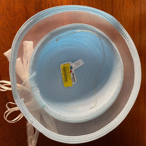 Set of 2 straw hats sky blue new, ideal for christening