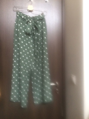 Stradivarius polka dot pants with elastic waist and belt like new