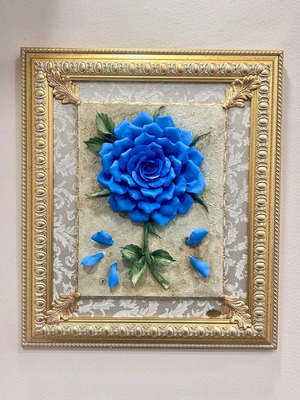Capodimonte porcelain frame new with blue rose