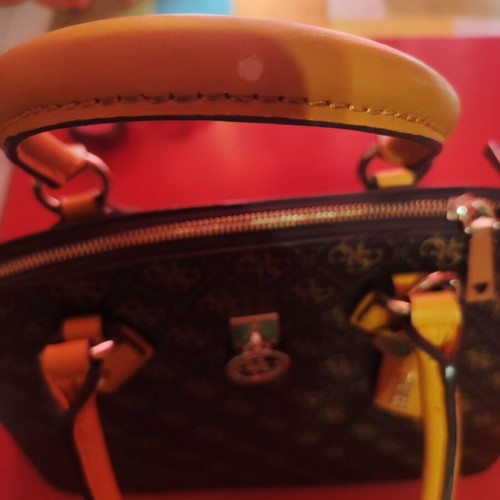 Guess handbag with extra crossbody strap, like new, brown and yellow