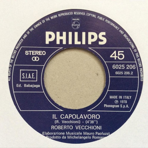 Roberto Vecchioni Stranamore 7'' used, Italian pop