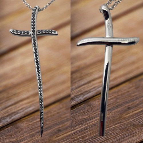Gavello cross chain 18k used with black diamonds