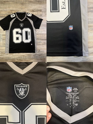 NFL Team Apparel Raiders Jersey #60 Est. 1960, men's S