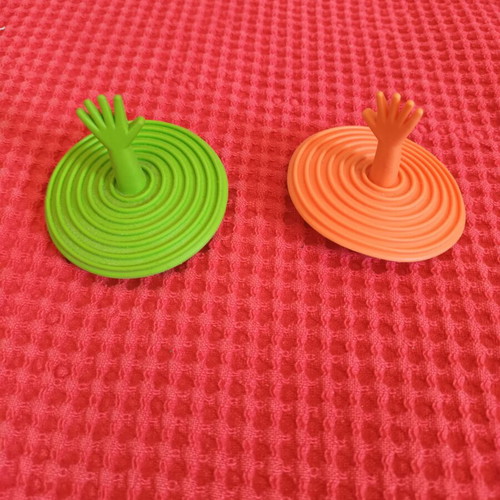 Silicone Sink Stoppers Set of 2 New Orange and Green with Hand Handle